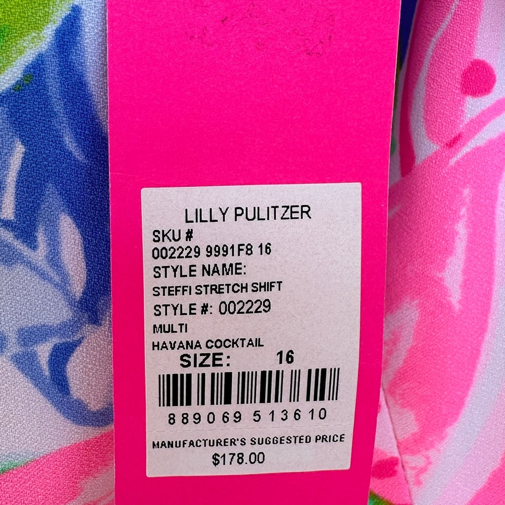 Lilly Pulitzer Pink, Blue & Green Ruffle Tropical Dress (NWT) - Picture 4 of 5